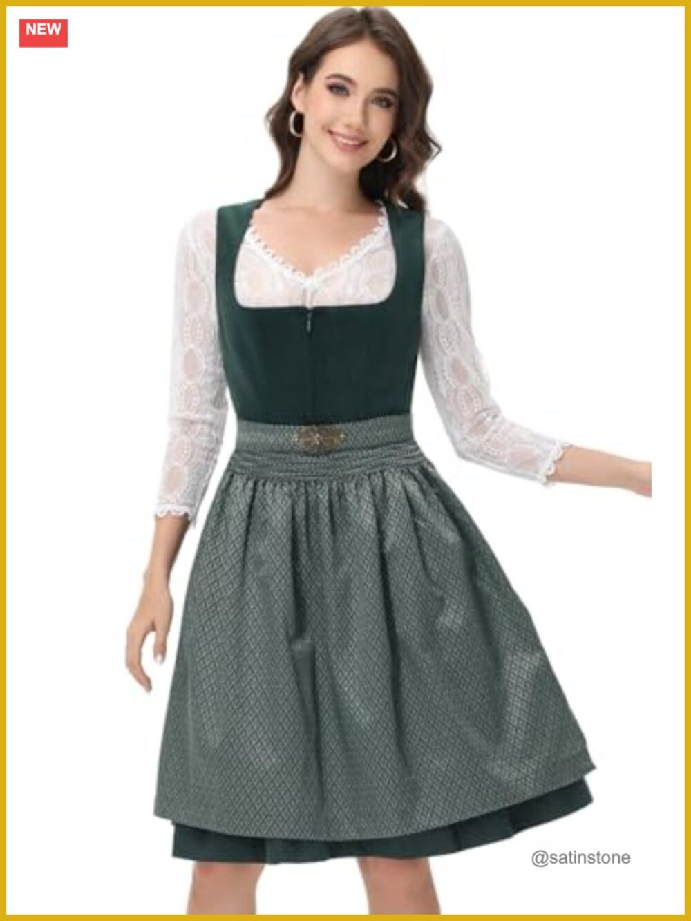 Authentic German Dirndl Dress Oktoberfest Bavarian Costume Sleeveless Polyester